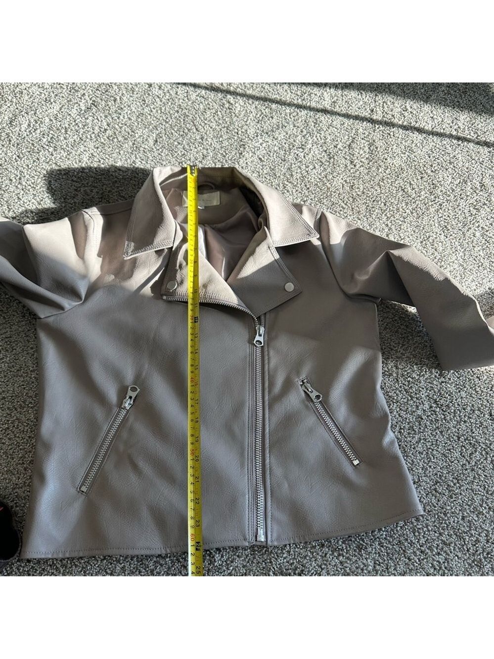 Monk & Lou Faux Leather Vegan Moto Jacket Size XL Taupe - Picture 13 of 14